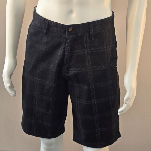 VOLCOM Frickin Plaid Short Mens Size 31 Black Gray - Picture 1 of 11